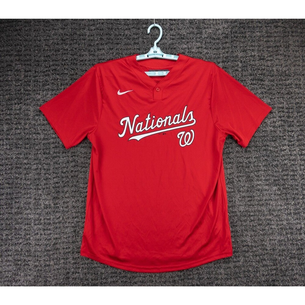 Washington Nationals T-Shirt Mens Large Red V-Neck Nike Performance Tee MLB